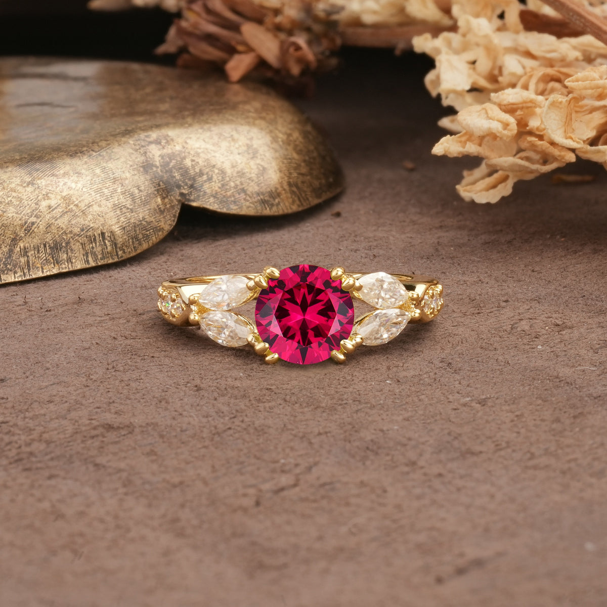 Luxurious and Unique 8-Prong Round Cut Ruby Engagement Ring - Additional view