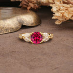 Luxurious and Unique 8-Prong Round Cut Ruby Engagement Ring - Additional view