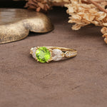 Luxurious and Unique 8-Prong Round Cut Peridot Engagement Ring - Additional view