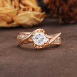 Unique and Elegant Twisted 6-Prong Round Cut Moissanite Engagement Ring - Additional view
