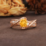 Unique and Elegant Twisted 6-Prong Round Cut Citrine Engagement Ring - Additional view
