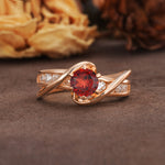 Unique and Elegant Twisted 6-Prong Round Cut Garnet Engagement Ring - Additional view