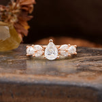 Unique and Elegant Twisted 3-Prong Pear Cut Moissanite Engagement Ring - Additional view
