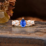 Unique and Elegant Twisted 3-Prong Pear Cut Sapphire Engagement Ring - Additional view