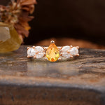 Unique and Elegant Twisted 3-Prong Pear Cut Citrine Engagement Ring - Additional view
