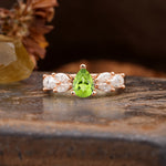 Unique and Elegant Twisted 3-Prong Pear Cut Peridot Engagement Ring - Additional view