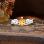 Unique and Elegant Twisted 3-Prong Pear Cut Citrine Engagement Ring - Additional view