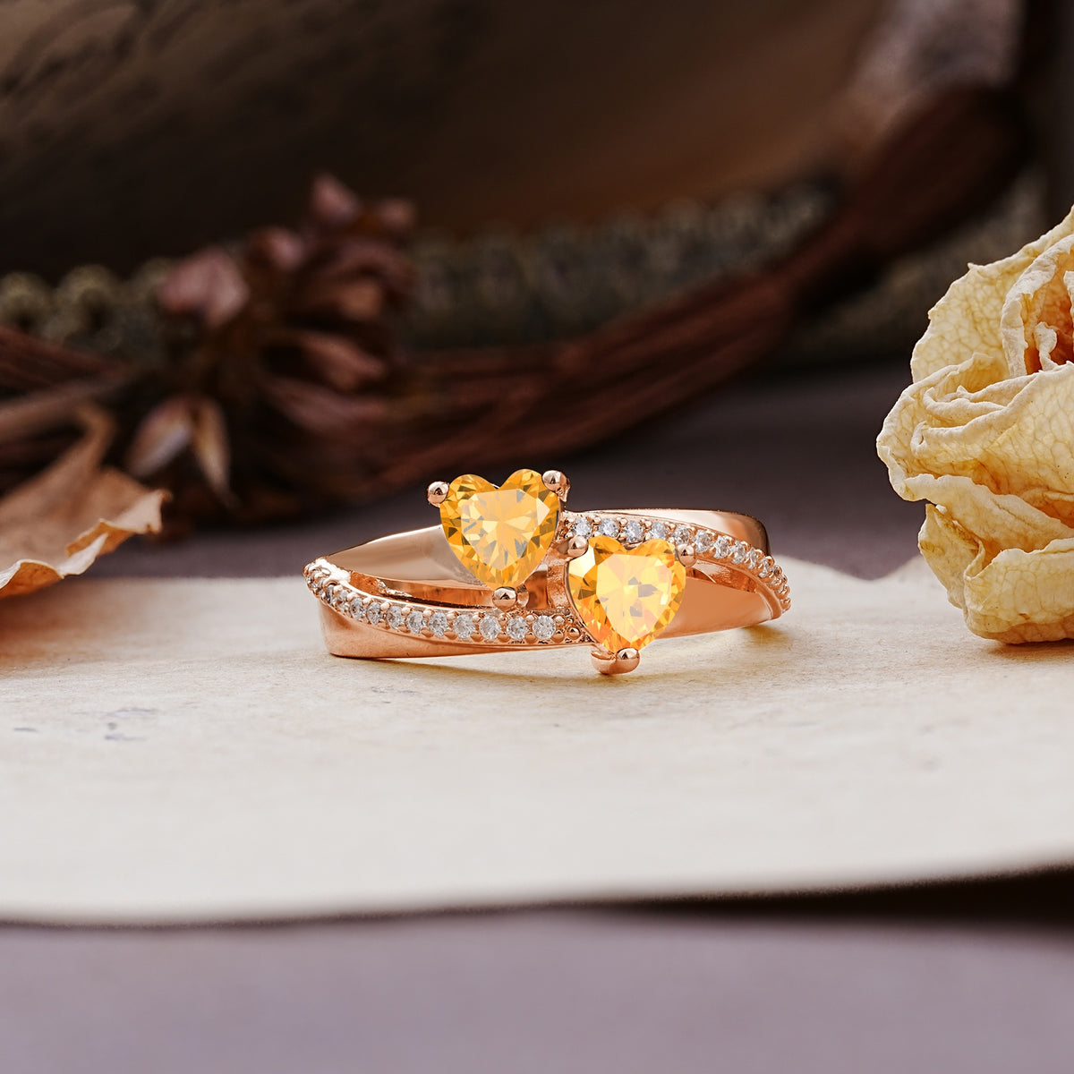 Classic Minimalist 4-Prong Round Cut Citrine Engagement Ring - Additional view