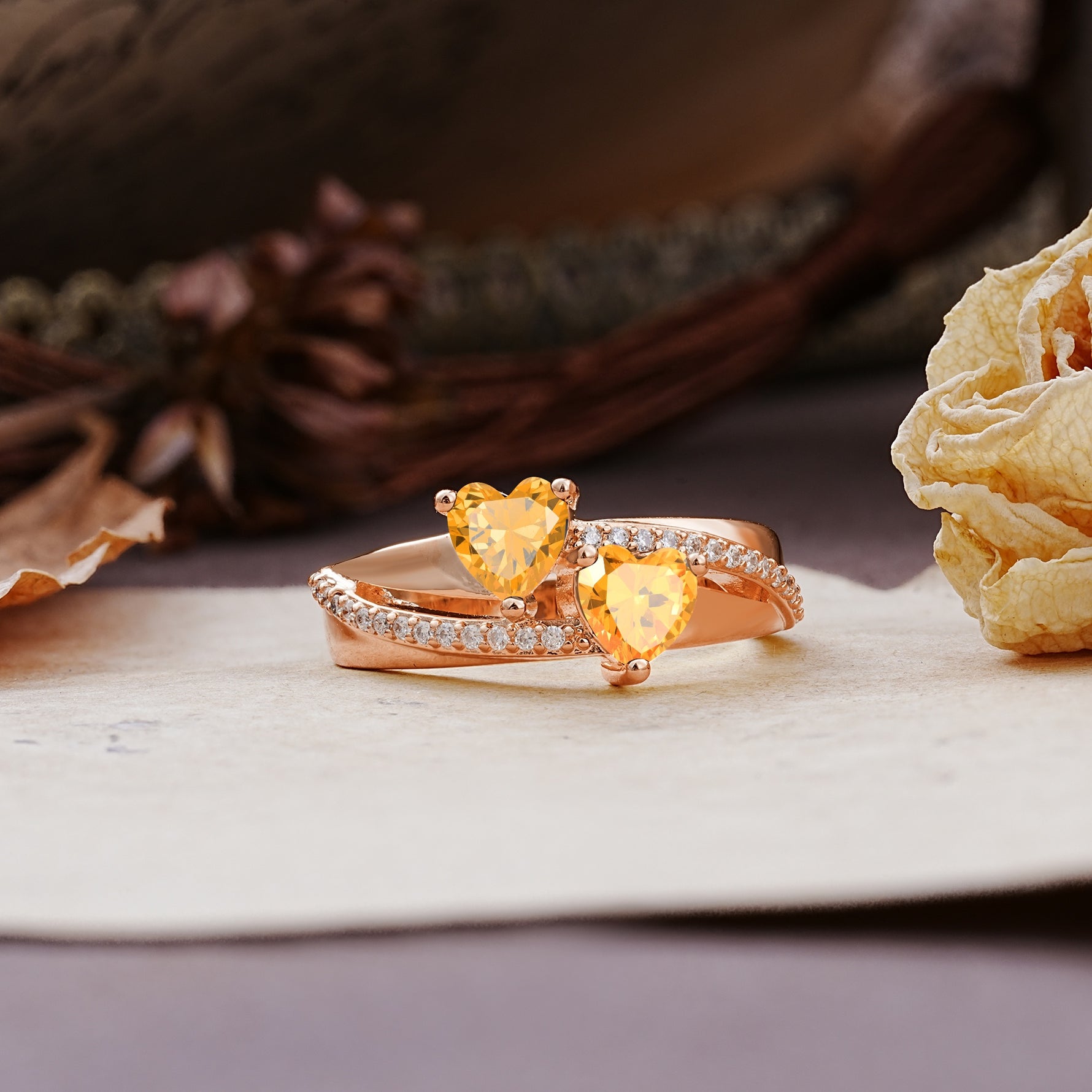 Classic Minimalist 4-Prong Round Cut Citrine Engagement Ring - Additional view