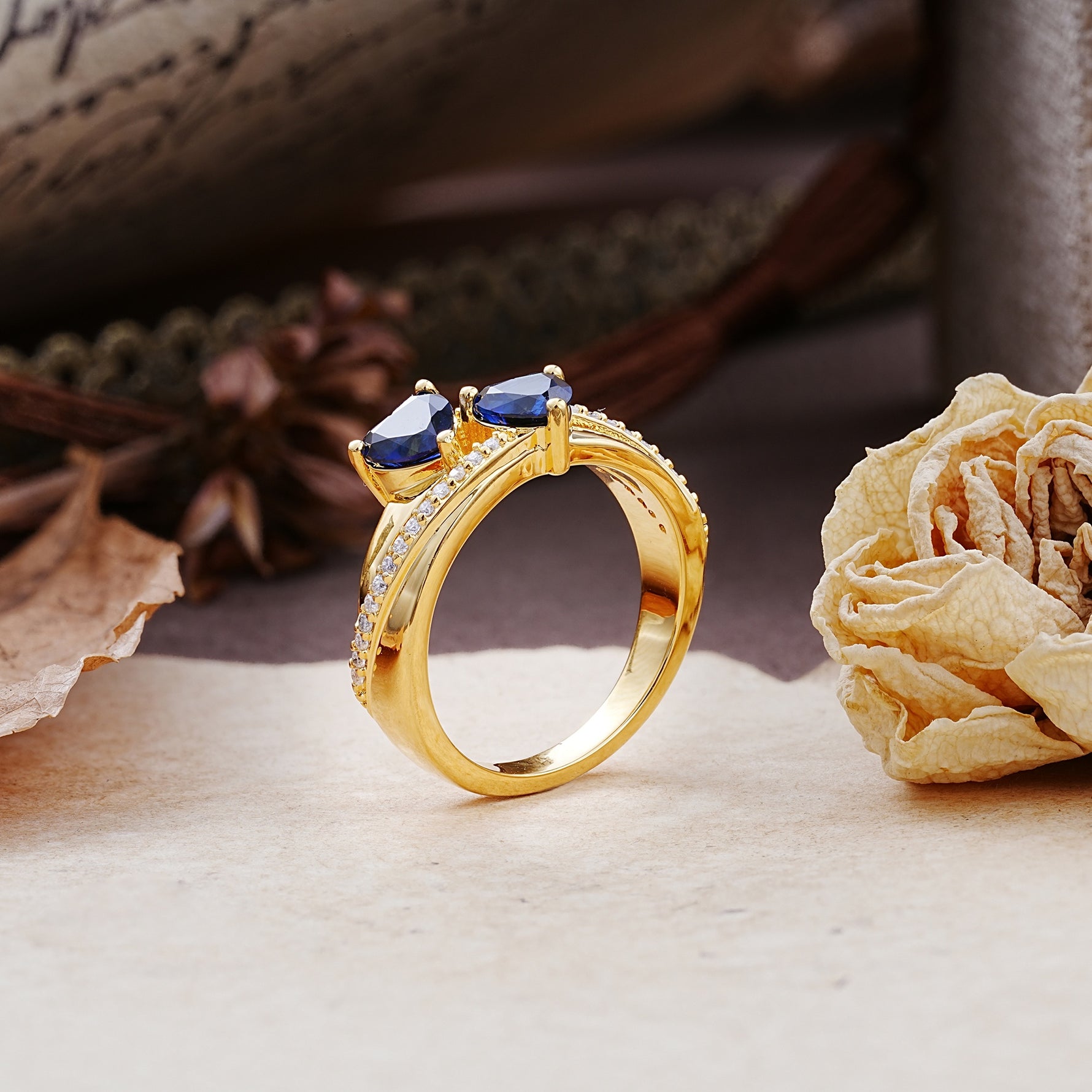 Classic Minimalist 4-Prong Round Cut Sapphire Engagement Ring - Additional view