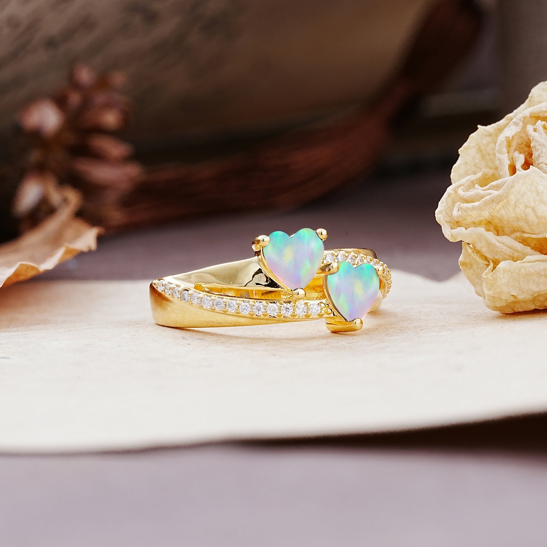 Classic Minimalist 4-Prong Round Cut Fire Opal Engagement Ring - Additional view