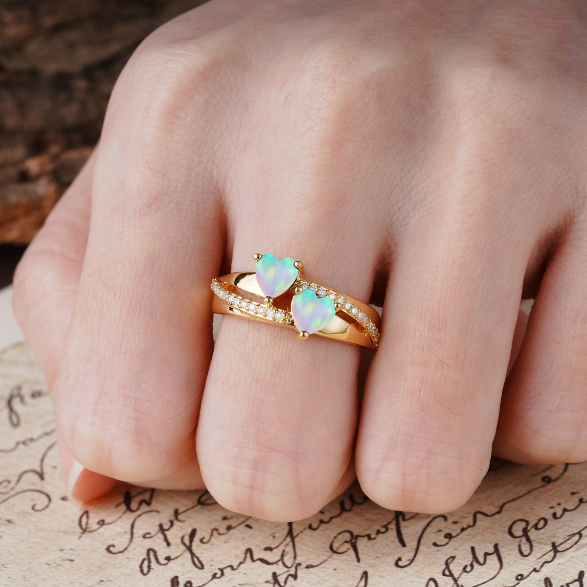 Classic Minimalist 4-Prong Round Cut Fire Opal Engagement Ring - Additional view