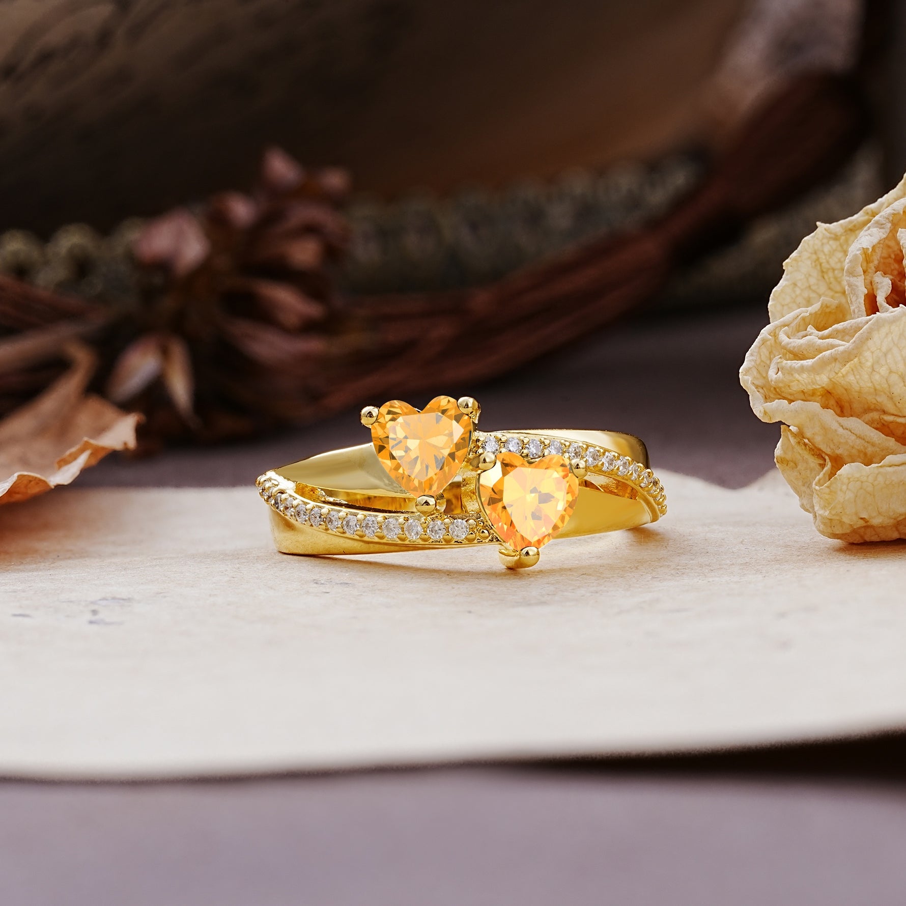 Classic Minimalist 4-Prong Round Cut Citrine Engagement Ring - Additional view