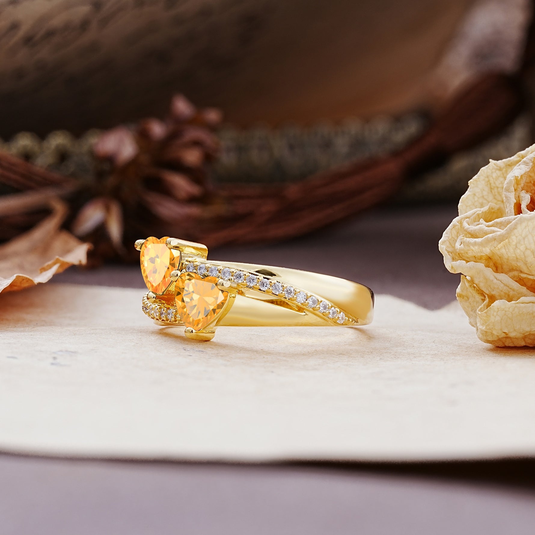 Classic Minimalist 4-Prong Round Cut Citrine Engagement Ring - Additional view