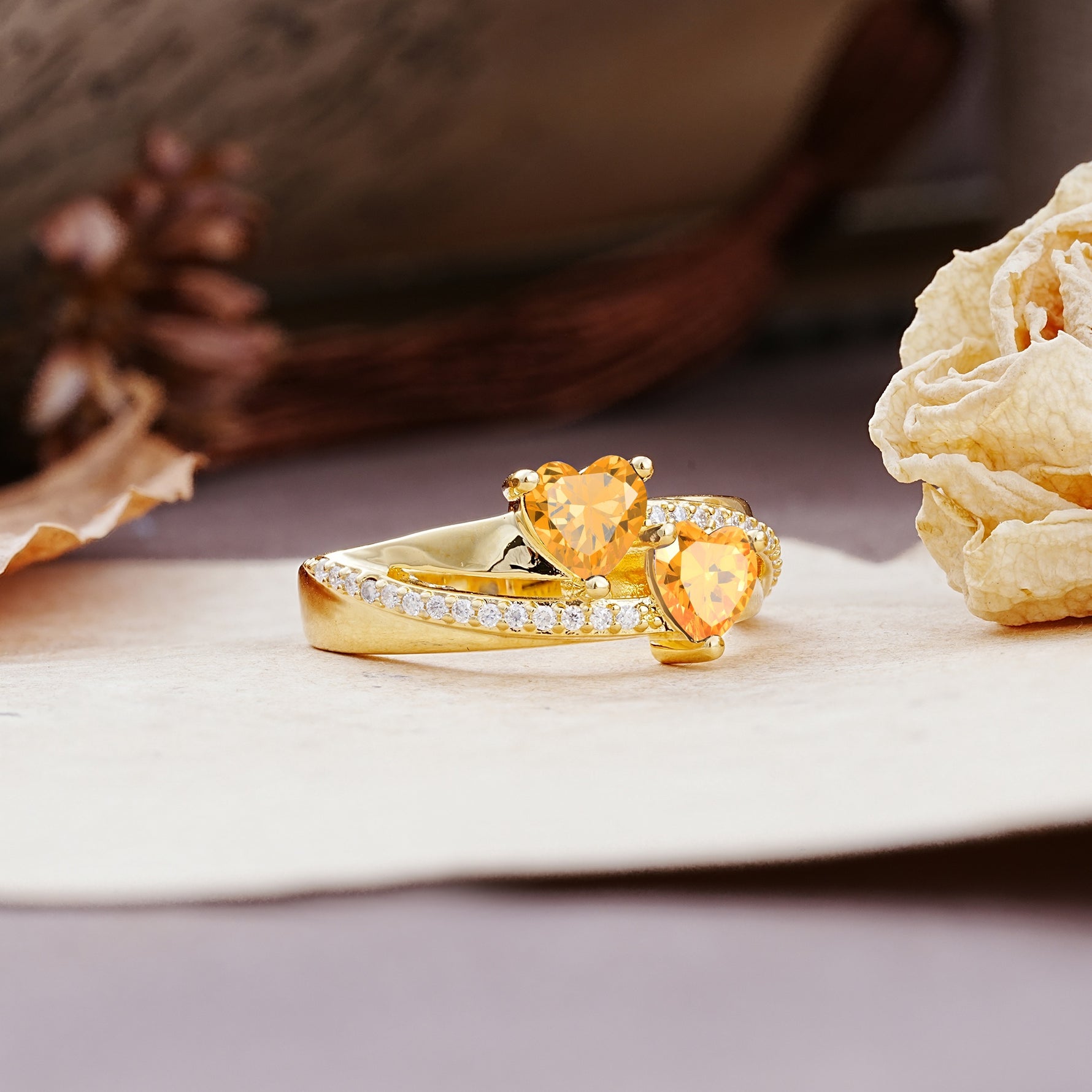 Classic Minimalist 4-Prong Round Cut Citrine Engagement Ring - Additional view