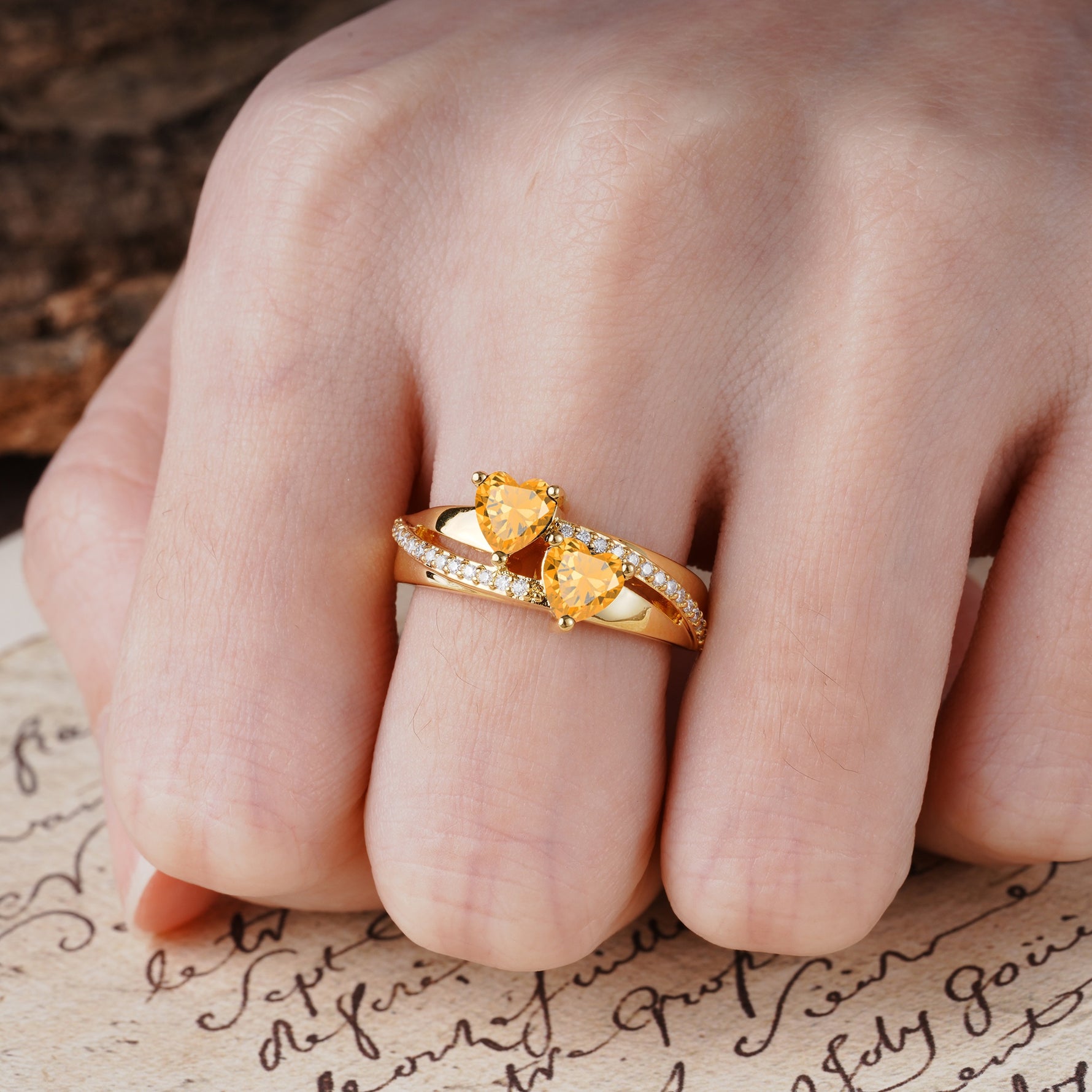 Classic Minimalist 4-Prong Round Cut Citrine Engagement Ring - Additional view