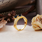 Classic Minimalist 4-Prong Round Cut Black Onyx Engagement Ring - Additional view