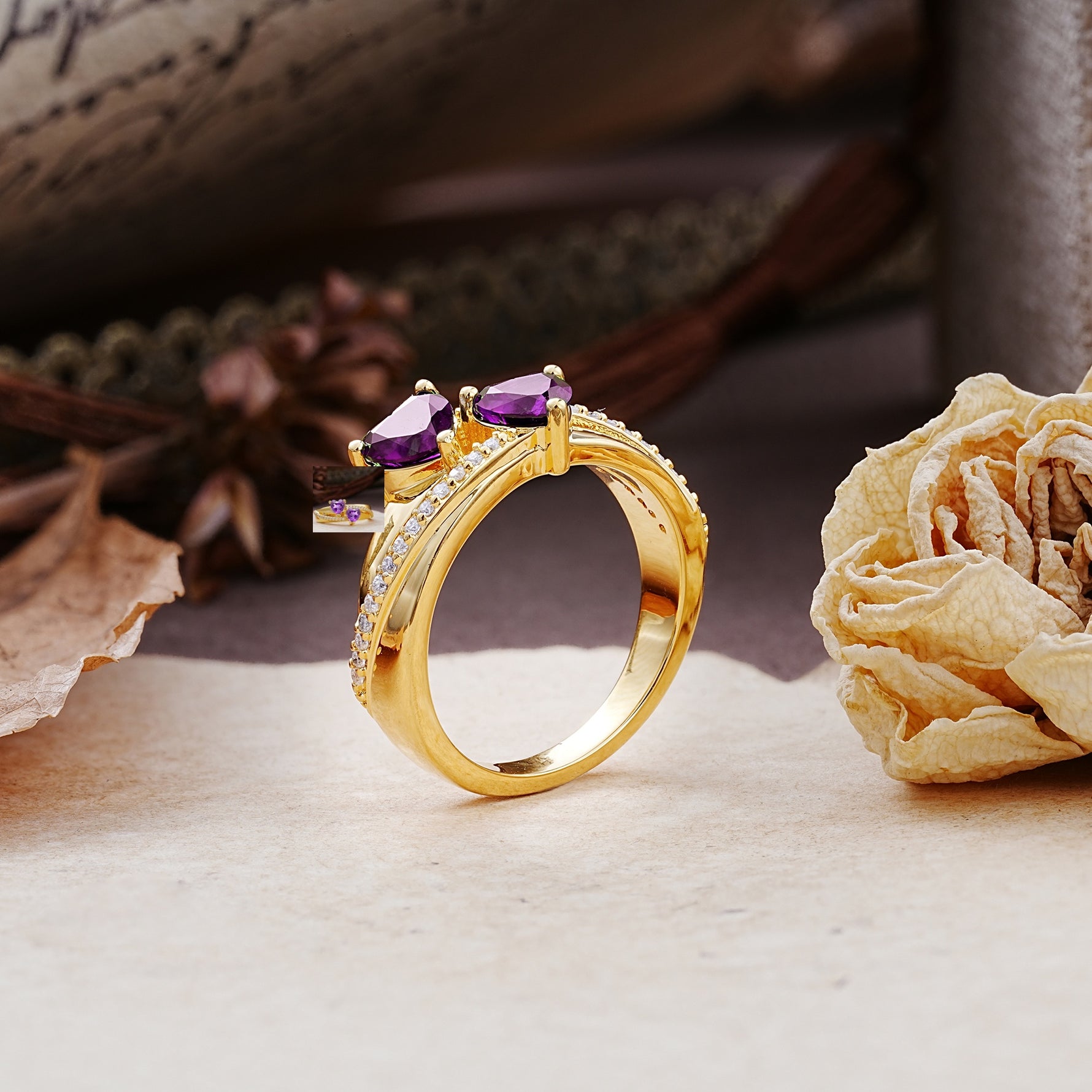 Classic Minimalist 4-Prong Round Cut Amethyst Engagement Ring - Additional view