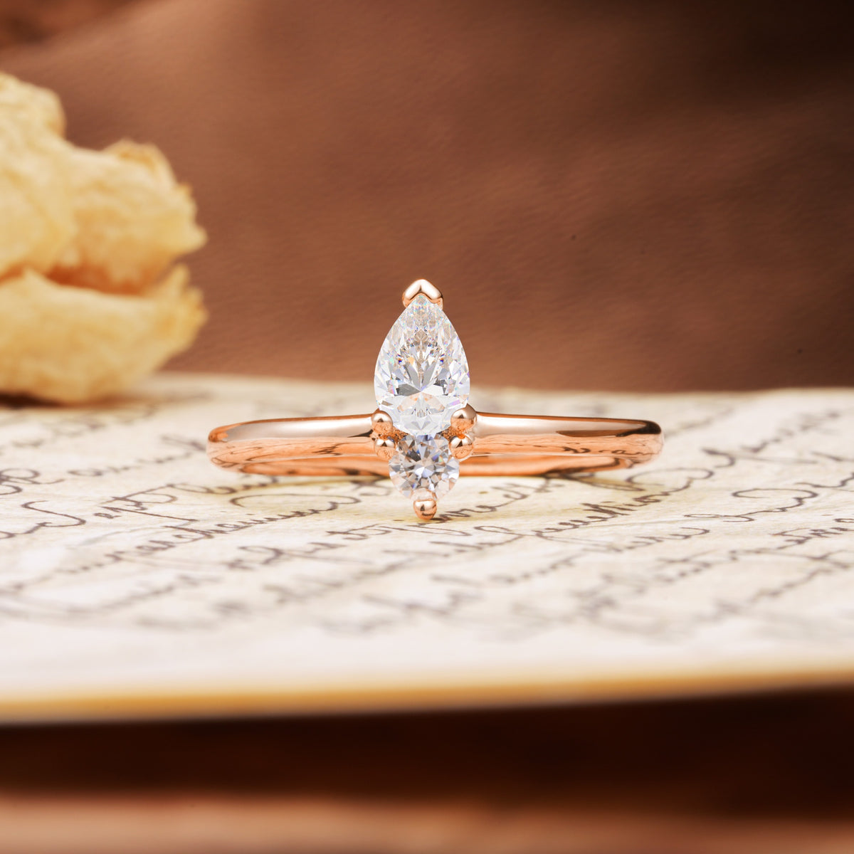 Luxurious 3-Prong Double Heart Cut Moissanite Engagement Ring - Additional view