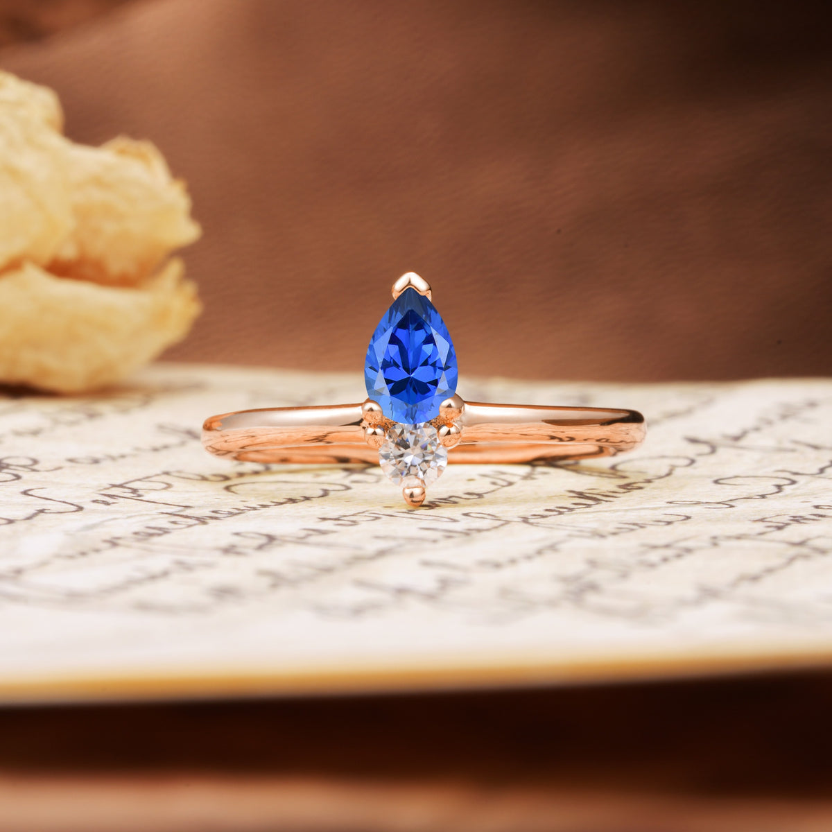 Luxurious 3-Prong Double Heart Cut Sapphire Engagement Ring - Additional view