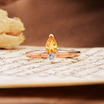Luxurious 3-Prong Double Heart Cut Citrine Engagement Ring - Additional view
