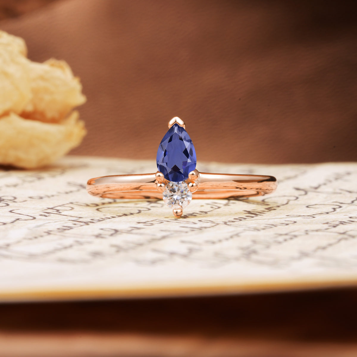 Luxurious 3-Prong Double Heart Cut Tanzanite Engagement Ring - Additional view