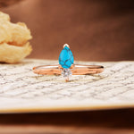 Luxurious 3-Prong Double Heart Cut Turquoise Engagement Ring - Additional view
