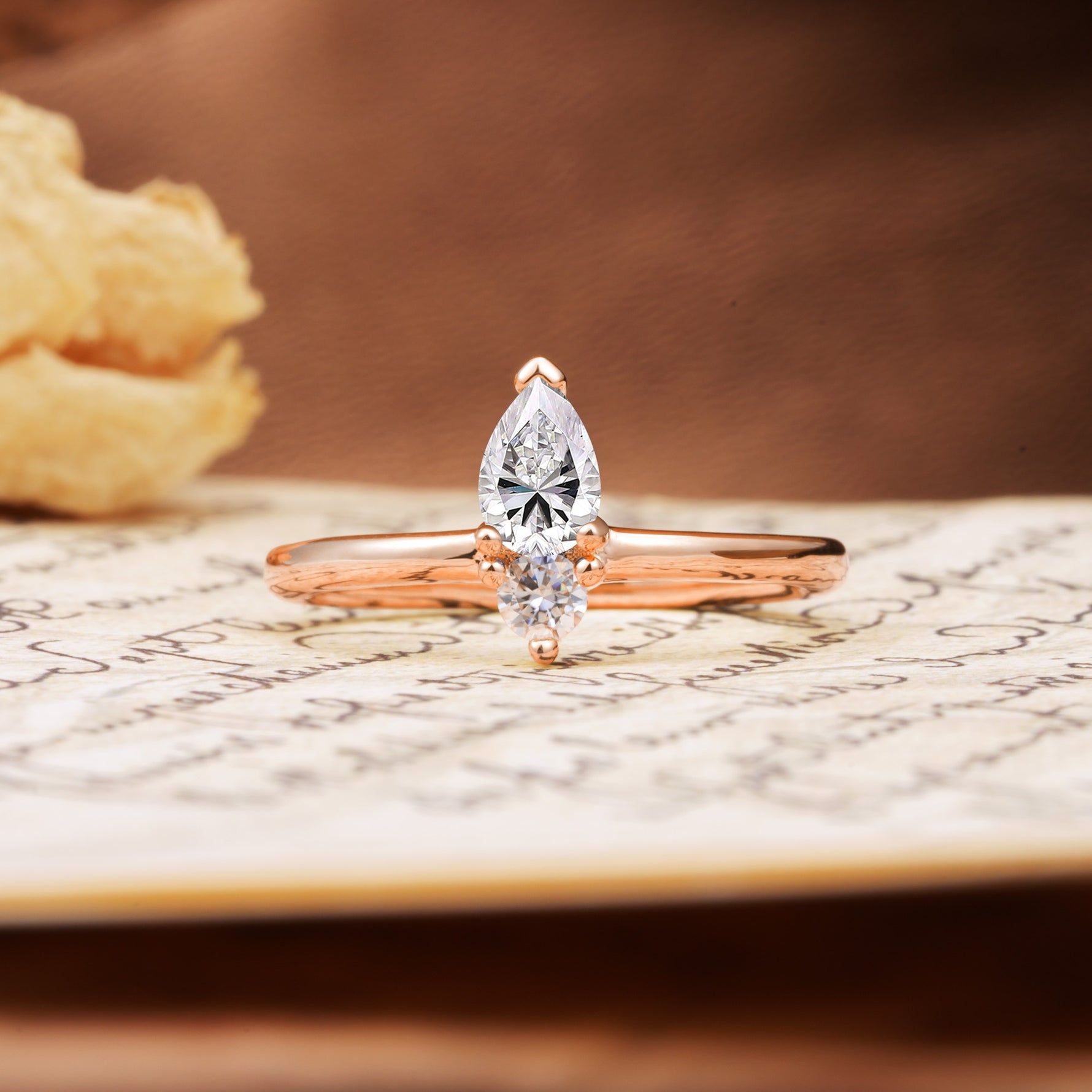 Luxurious 3-Prong Double Heart Cut Lab Diamond Engagement Ring - Additional view