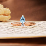 Luxurious 3-Prong Double Heart Cut Aquamarine Engagement Ring - Additional view