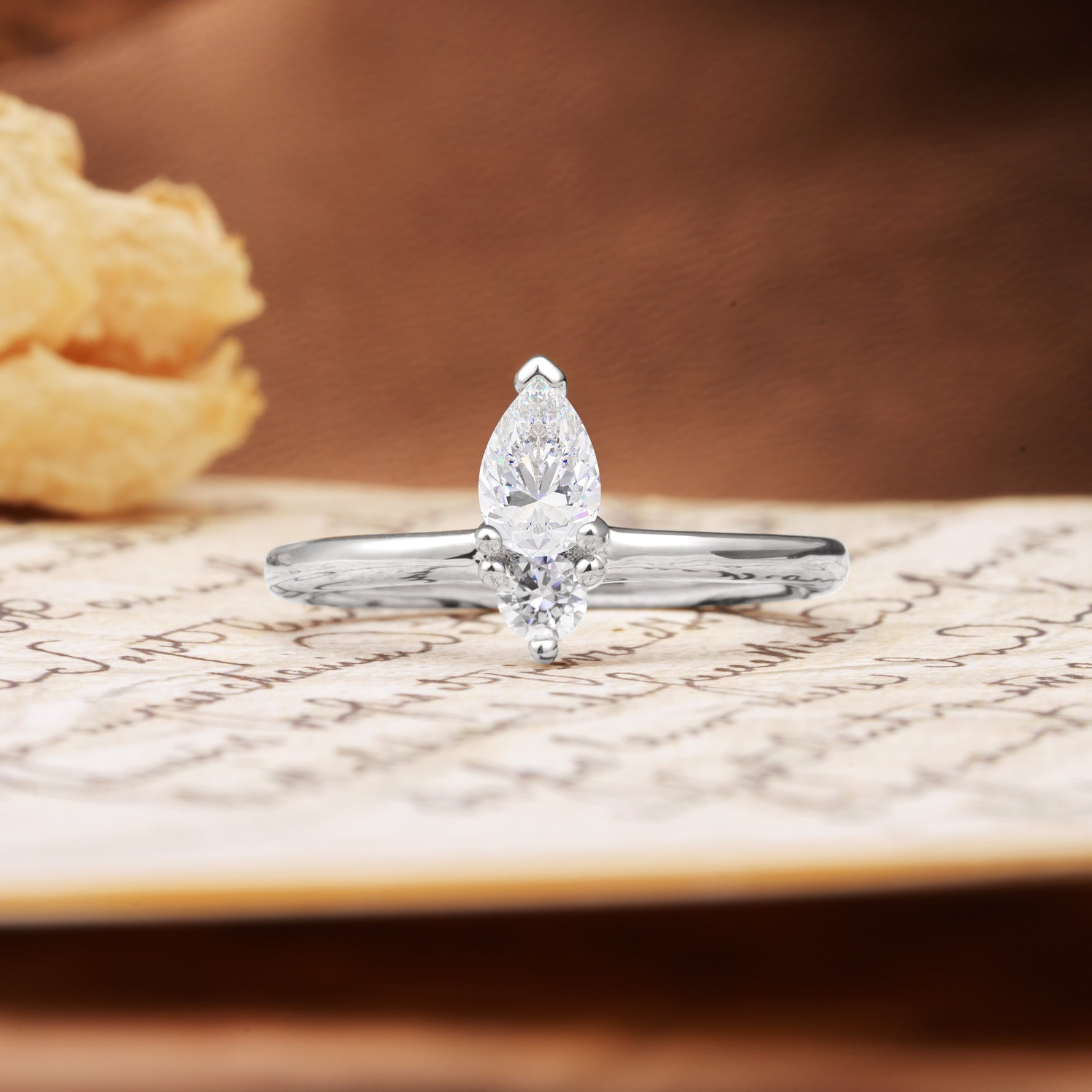 Luxurious 3-Prong Double Heart Cut Moissanite Engagement Ring - Additional view