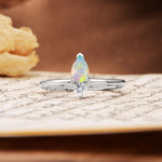 Luxurious 3-Prong Double Heart Cut Fire Opal Engagement Ring - Additional view