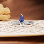 Luxurious 3-Prong Double Heart Cut Tanzanite Engagement Ring - Additional view