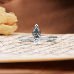 Luxurious 3-Prong Double Heart Cut Black Rutilated Quartz Engagement Ring - Additional view