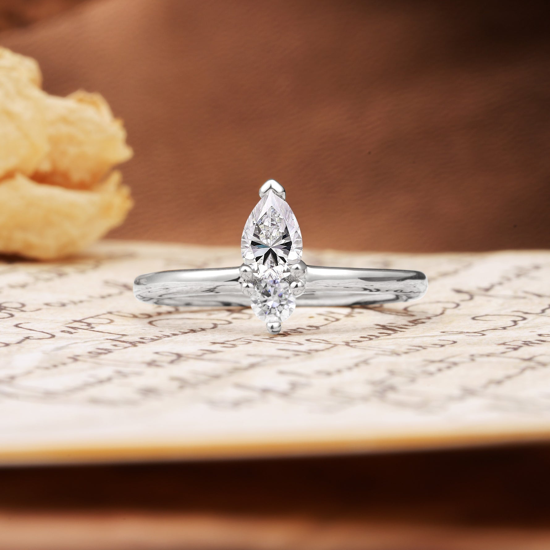Luxurious 3-Prong Double Heart Cut Lab Diamond Engagement Ring - Additional view
