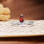 Luxurious 3-Prong Double Heart Cut Garnet Engagement Ring - Additional view