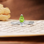 Luxurious 3-Prong Double Heart Cut Peridot Engagement Ring - Additional view