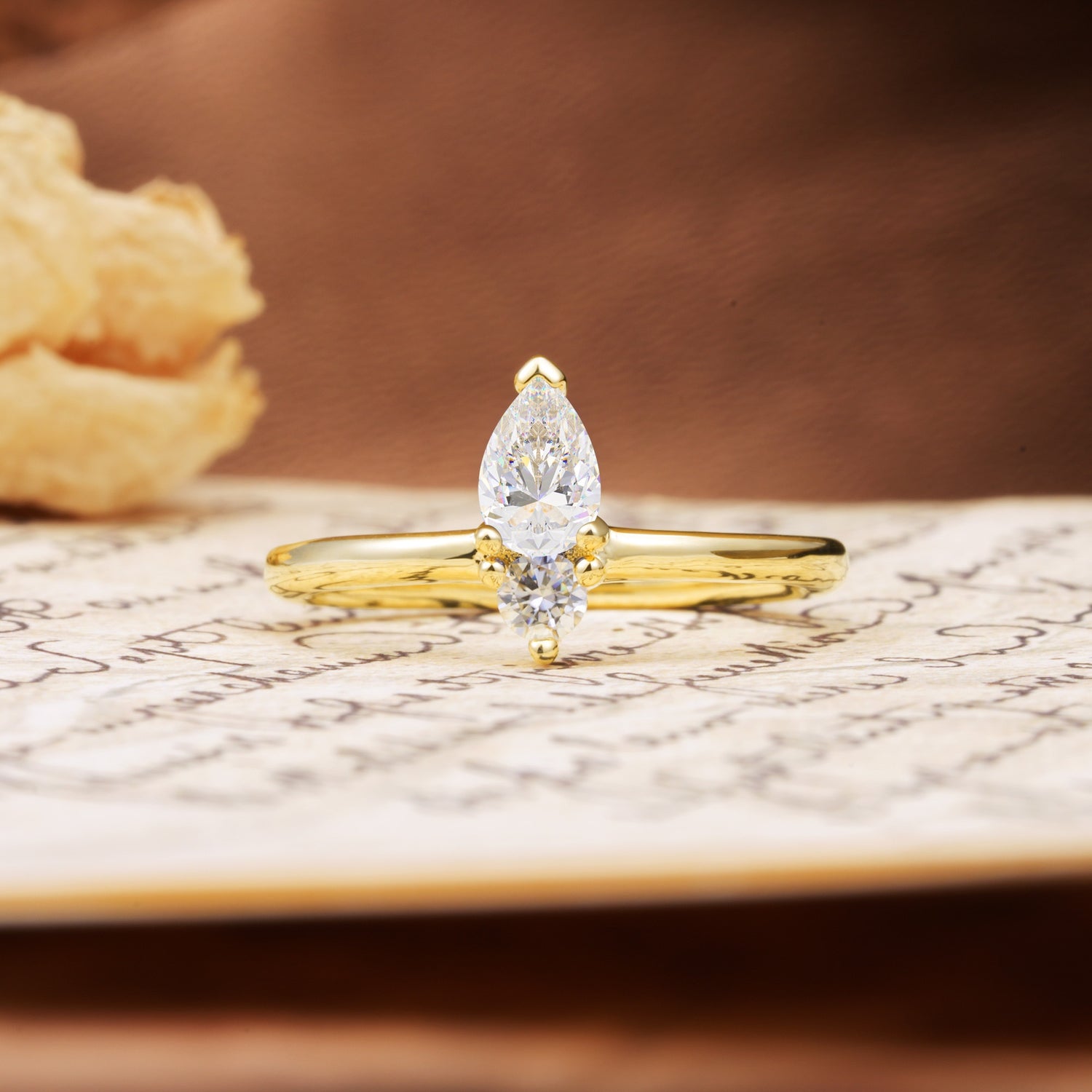 Luxurious 3-Prong Double Heart Cut Moissanite Engagement Ring - Additional view