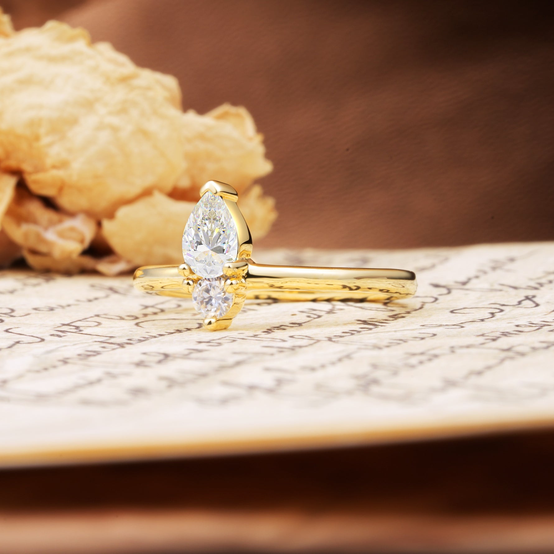 Luxurious 3-Prong Double Heart Cut Moissanite Engagement Ring - Additional view