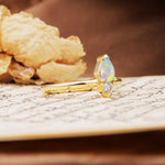 Luxurious 3-Prong Double Heart Cut Fire Opal Engagement Ring - Additional view
