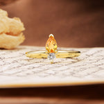 Luxurious 3-Prong Double Heart Cut Citrine Engagement Ring - Additional view