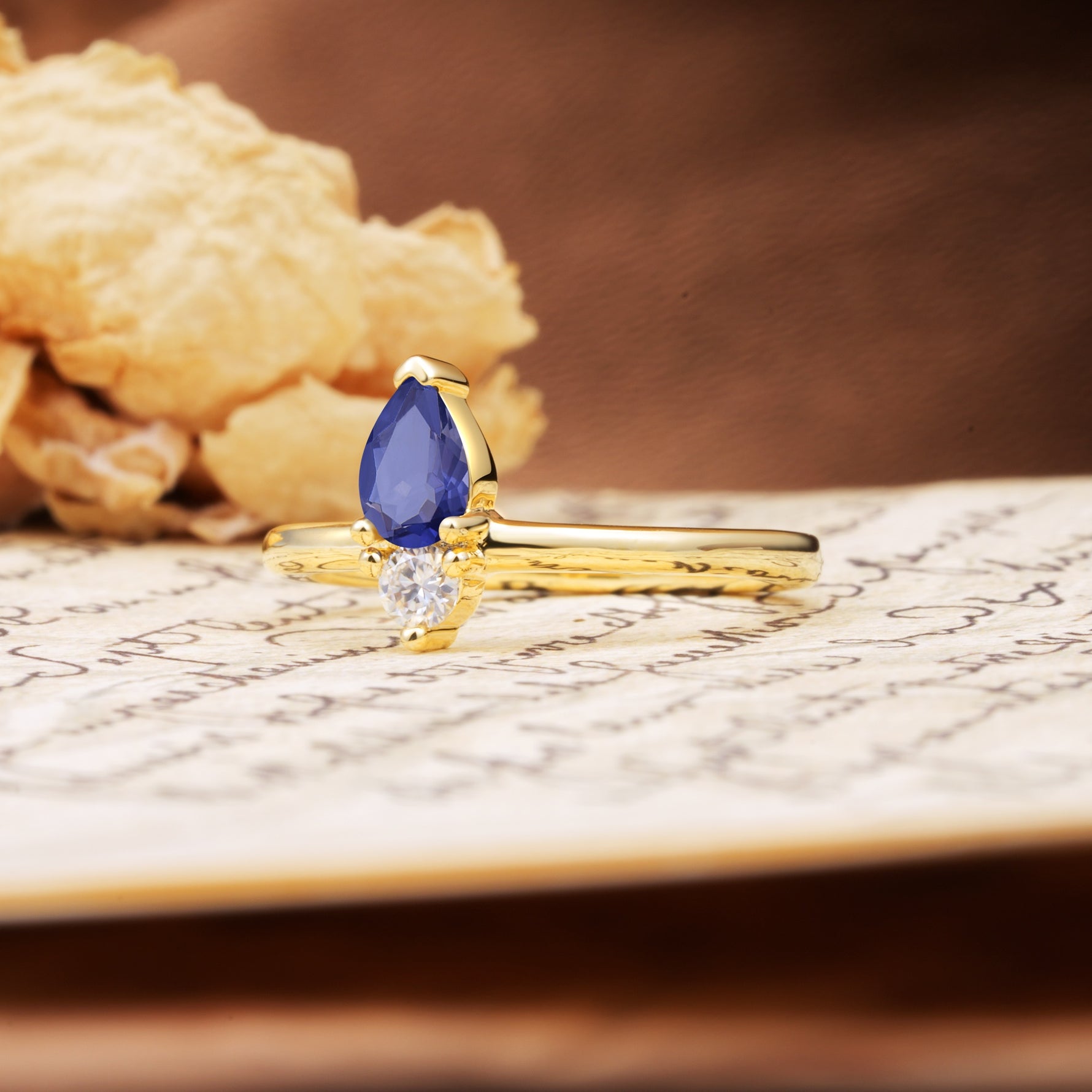 Luxurious 3-Prong Double Heart Cut Tanzanite Engagement Ring - Additional view