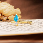 Luxurious 3-Prong Double Heart Cut Turquoise Engagement Ring - Additional view