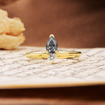 Luxurious 3-Prong Double Heart Cut Black Rutilated Quartz Engagement Ring - Additional view