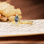Luxurious 3-Prong Double Heart Cut Black Rutilated Quartz Engagement Ring - Additional view