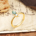 Luxurious 3-Prong Double Heart Cut Moss Agate Engagement Ring - Additional view