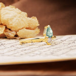 Luxurious 3-Prong Double Heart Cut Moss Agate Engagement Ring - Additional view