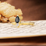 Luxurious 3-Prong Double Heart Cut Black Onyx Engagement Ring - Additional view