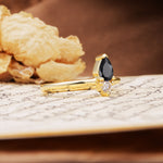Luxurious 3-Prong Double Heart Cut Black Onyx Engagement Ring - Additional view