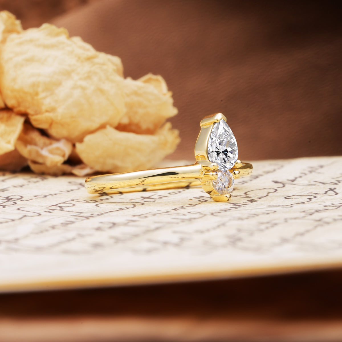 Luxurious 3-Prong Double Heart Cut Lab Diamond Engagement Ring - Additional view