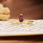 Luxurious 3-Prong Double Heart Cut Garnet Engagement Ring - Additional view